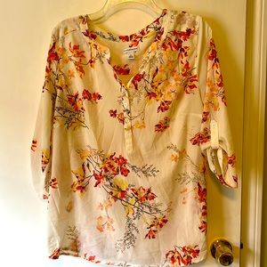 Croft&Barrow floral print, 3/4 sleeved top. Lovingly worn, size large.